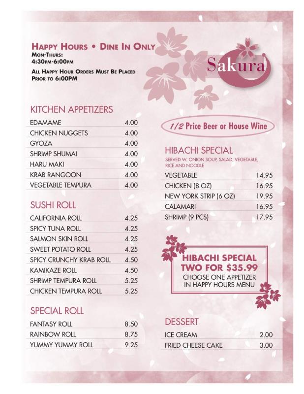 Happy Hour Menu